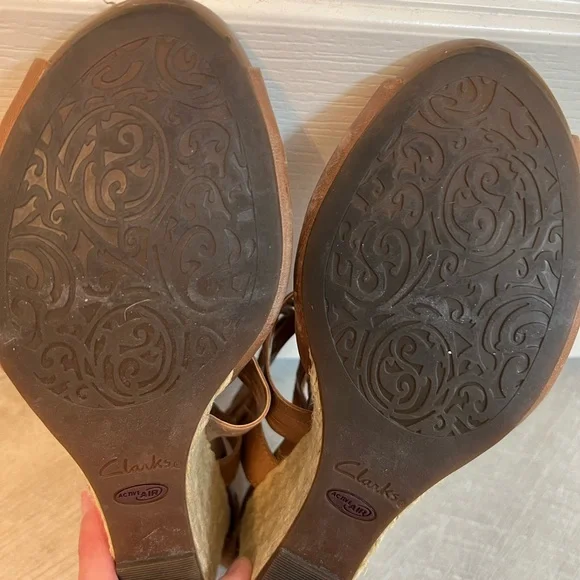 Clark’s Artisan Espadrille wedge - tan leather, size 9M - Picture 11 of 11
